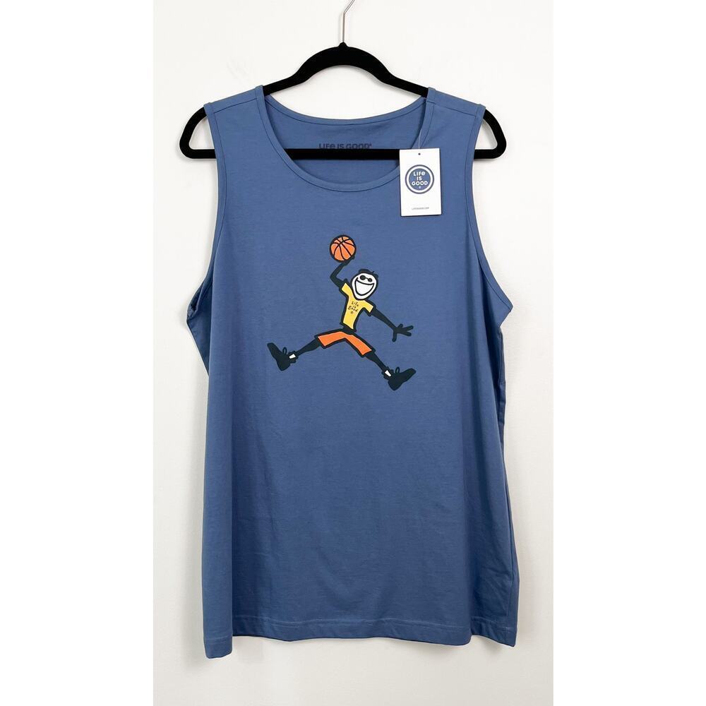 NWT Life is Good Air Jake Basketball Tank Top Large Athletic 100% Cotton